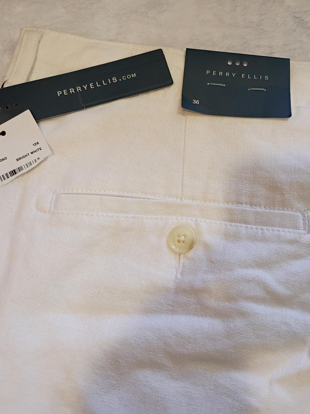 Perry Ellis Bright White Dress Pants - Button Back Pocket